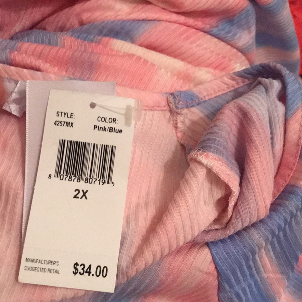NWT Sz 2x crest la vie pink/blue top - Picture 4 of 6
